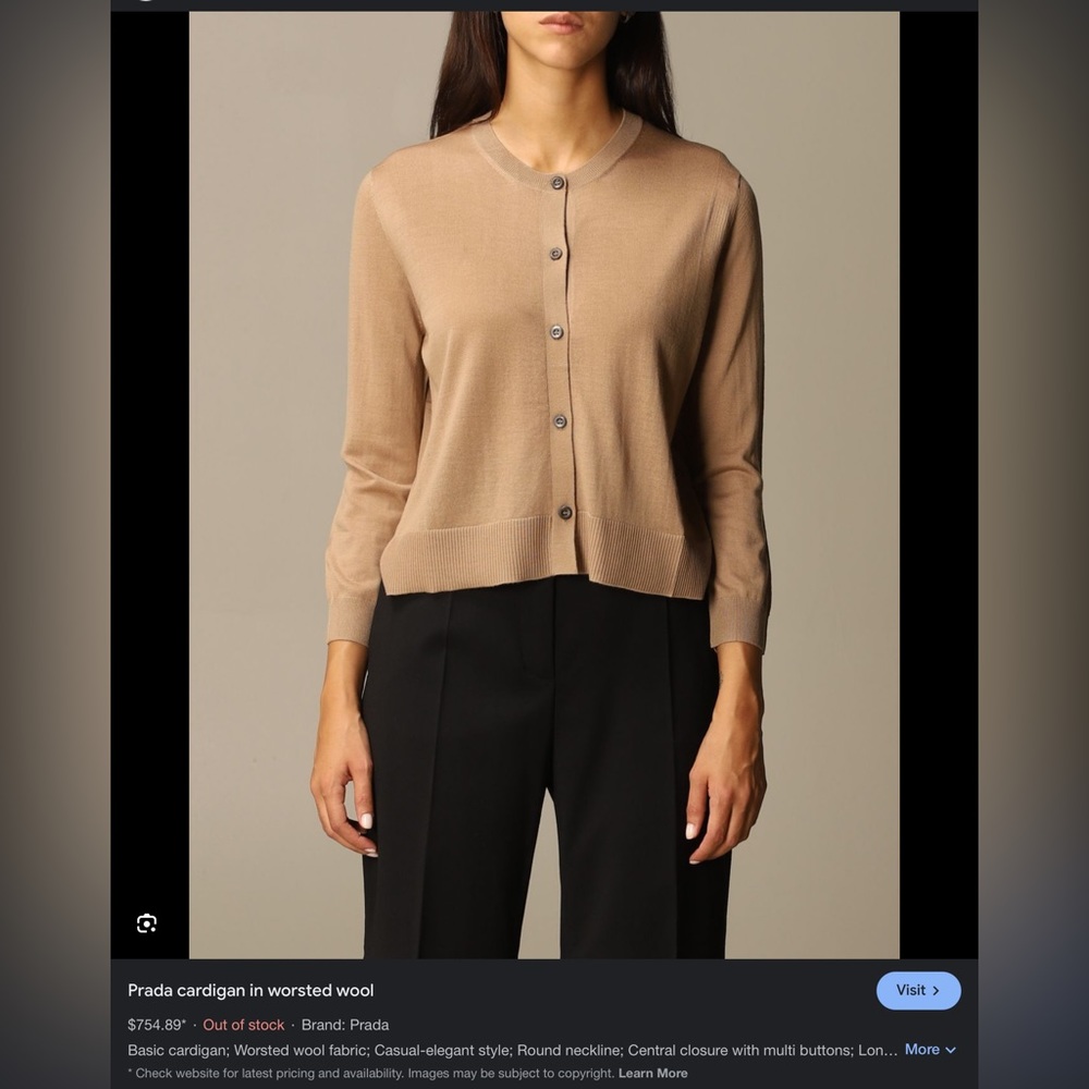 Prada wool/silk button down cardigan. Size 48.